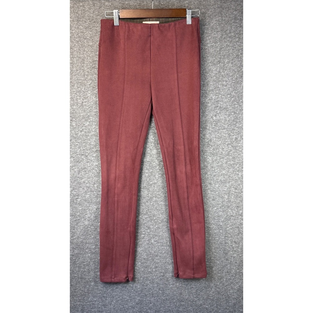 Anthropologie Burgundy Faux Suede Ankle‎ Zip Skinny Leggings Size 25 OB1026852